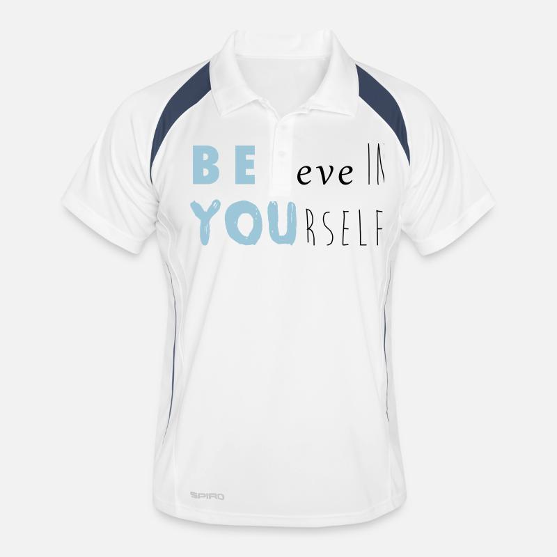 Be you - Männer Polo atmungsaktiv - Weiß/Navy
