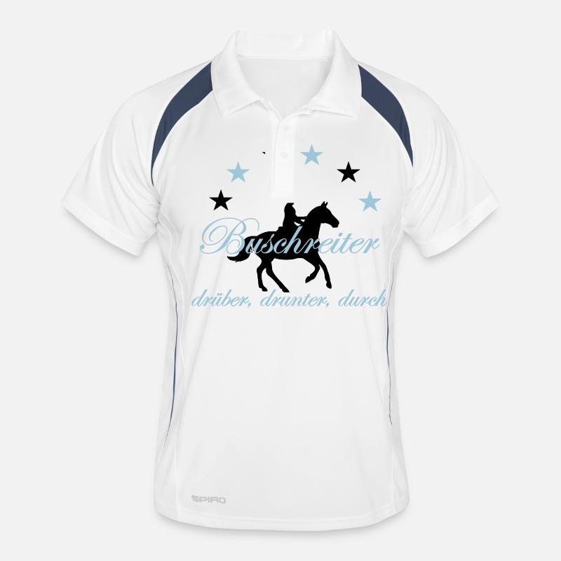 Buschreiter, drüber, drunter, durch - Männer Polo atmungsaktiv - Weiß/Navy