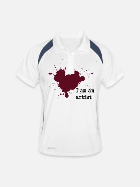 I am an artist - Männer Polo atmungsaktiv - Weiß/Navy - Vorne