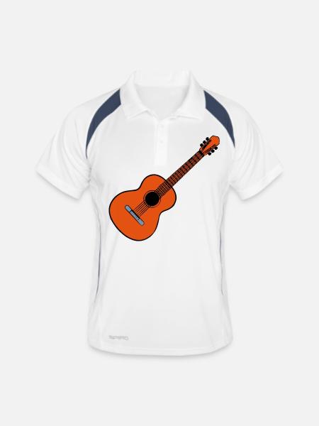 Gitarre Akustik Musik - Männer Polo atmungsaktiv - Weiß/Navy - Vorne