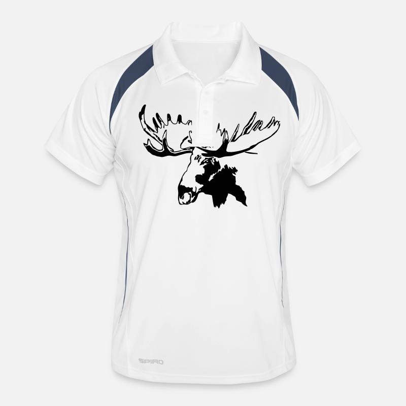 elch - elk - moose - jagd - jäger - Männer Polo atmungsaktiv - Weiß/Navy