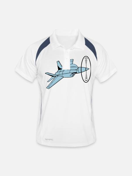 Jet d' aéronef à réaction hélice drôle - Polo respirant Homme - blanc/marine - Devant