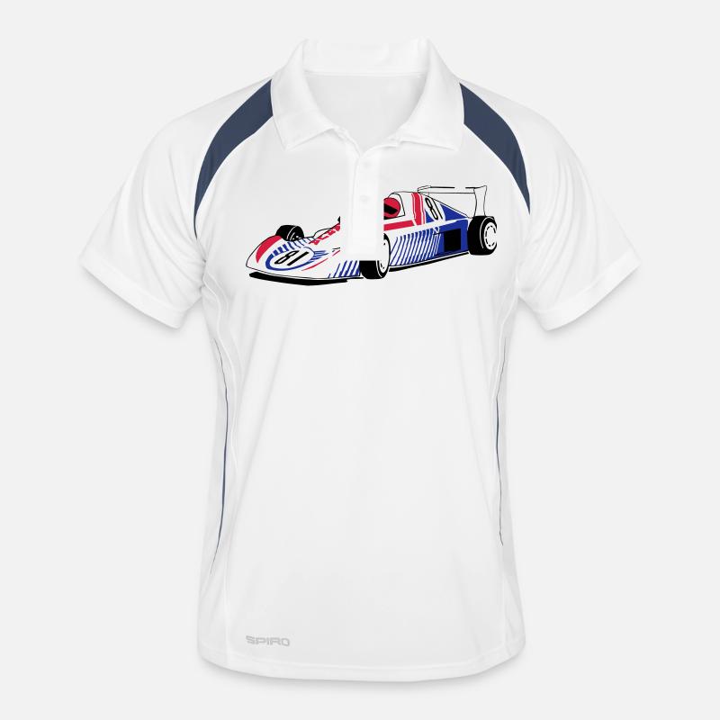 Rennauto - - Männer Polo atmungsaktiv - Weiß/Navy