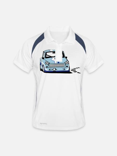  - Trabi - Männer Polo atmungsaktiv - Weiß/Navy - Vorne