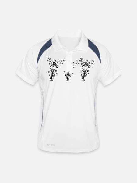 site de motos - Polo respirant Homme - blanc/marine - Devant