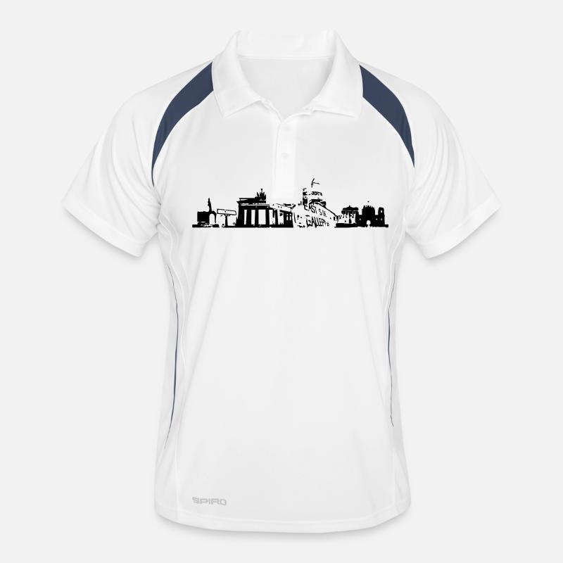Berlin Skyline - Männer Polo atmungsaktiv - Weiß/Navy