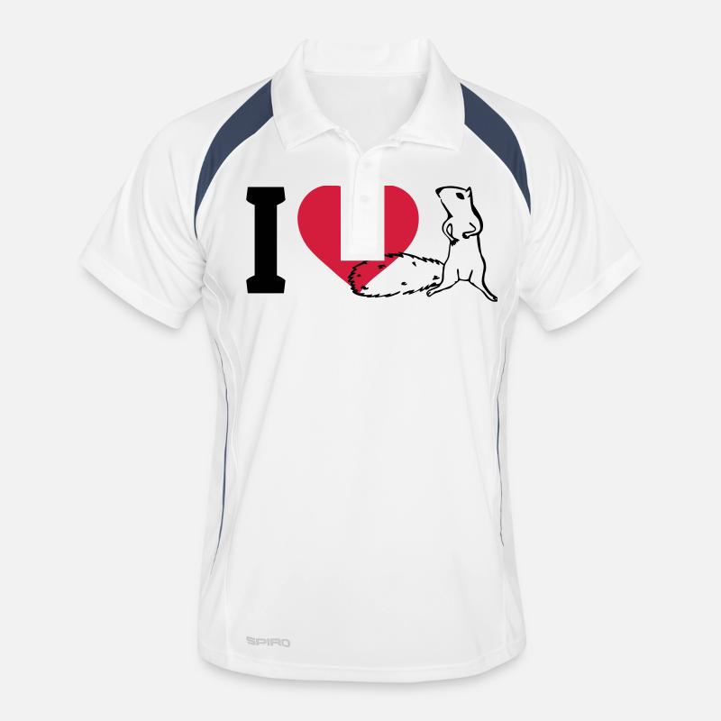 I love Eichhörnchen - Männer Polo atmungsaktiv - Weiß/Navy