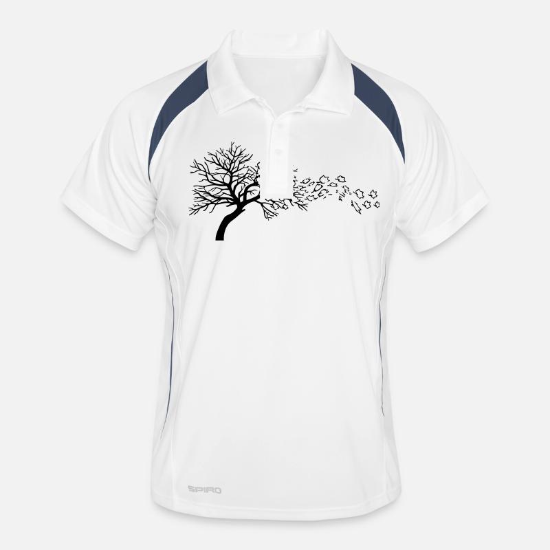 Autumn leaves tree wind Men's Polo breathable