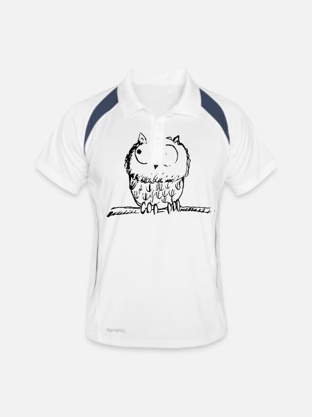 Waldkauz, Käuzchen, Eule, Uhu - Männer Polo atmungsaktiv - Weiß/Navy - Vorne