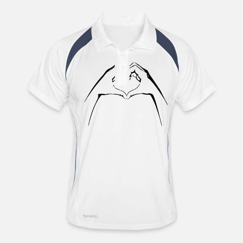 Handgestik Herz Männer Polo atmungsaktiv