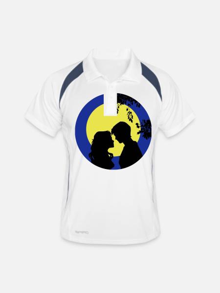 vollmond liebespaar - Männer Polo atmungsaktiv - Weiß/Navy - Vorne