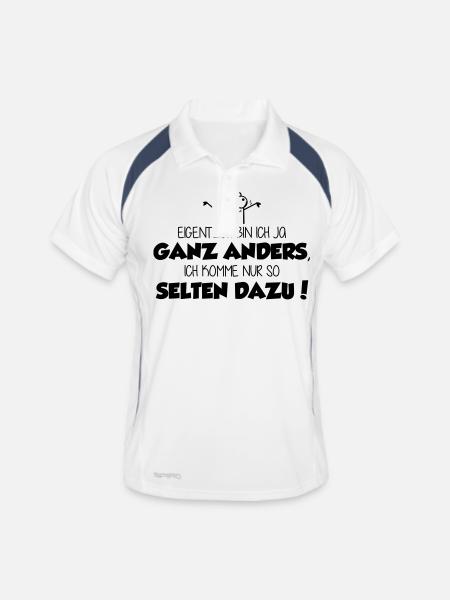 ich bin ja ganz anders - ich komme nur nicht dazu! - Männer Polo atmungsaktiv - Weiß/Navy - Vorne