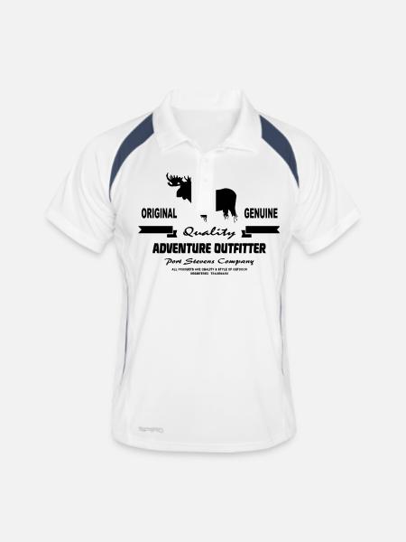 Wild Nature - Moose - Elch - Männer Polo atmungsaktiv - Weiß/Navy - Vorne