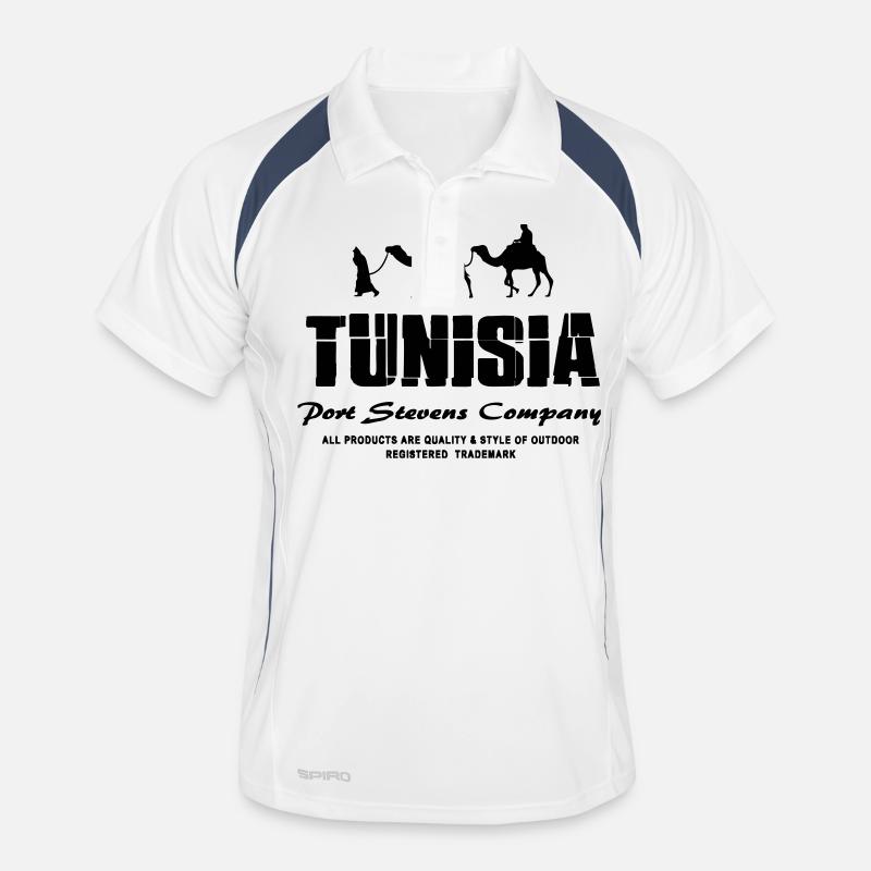 Tunesien - Tunisia - Männer Polo atmungsaktiv - Weiß/Navy