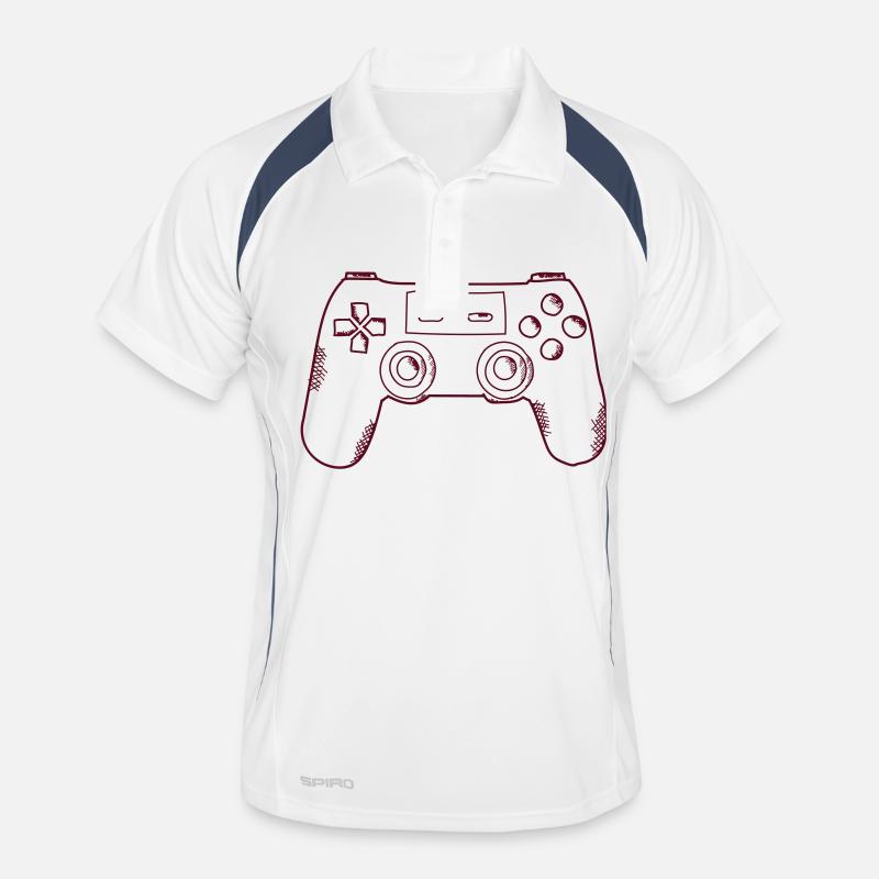 Game Pad - Männer Polo atmungsaktiv - Weiß/Navy