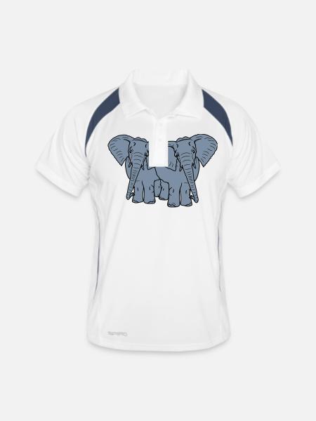 2 freunde team paar pärchen liebe verliebt elefant - Männer Polo atmungsaktiv - Weiß/Navy - Vorne