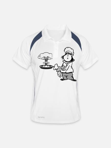 kochen koch witzig atompilz - Männer Polo atmungsaktiv - Weiß/Navy - Vorne