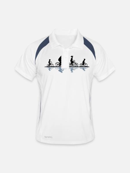 Freizeit - Radfahrer - Männer Polo atmungsaktiv - Weiß/Navy - Vorne