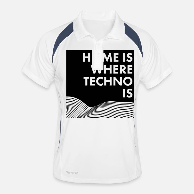 home is where techno is - Männer Polo atmungsaktiv - Weiß/Navy