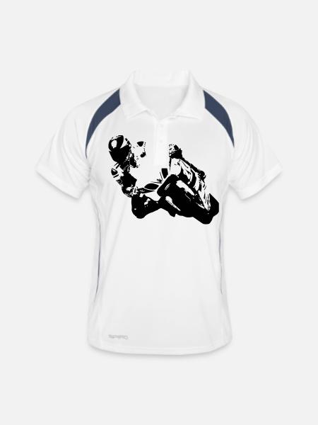 Biker - Men's Polo breathable - white/navy