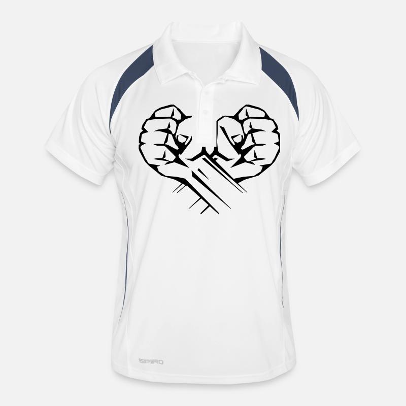 hände design - Männer Polo atmungsaktiv - Weiß/Navy