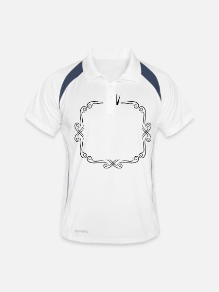rahmen ornamente krone - Männer Polo atmungsaktiv - Weiß/Navy - Vorne