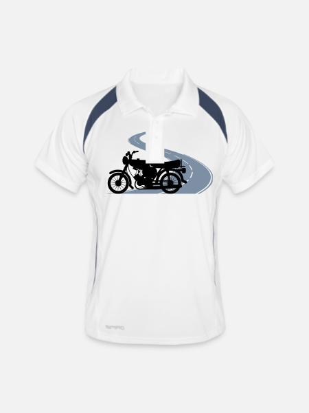 Fahrzeug - Simson Straße - Männer Polo atmungsaktiv - Weiß/Navy - Vorne