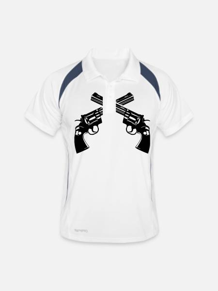 waffen - Männer Polo atmungsaktiv - Weiß/Navy - Vorne