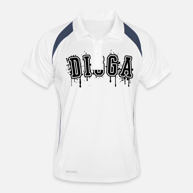 DIGGA - Männer Polo atmungsaktiv - Weiß/Navy