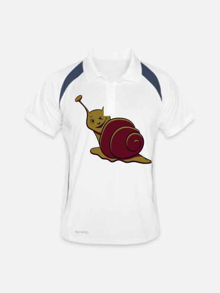 Schnecke lustig zwinkern - Männer Polo atmungsaktiv - Weiß/Navy - Vorne