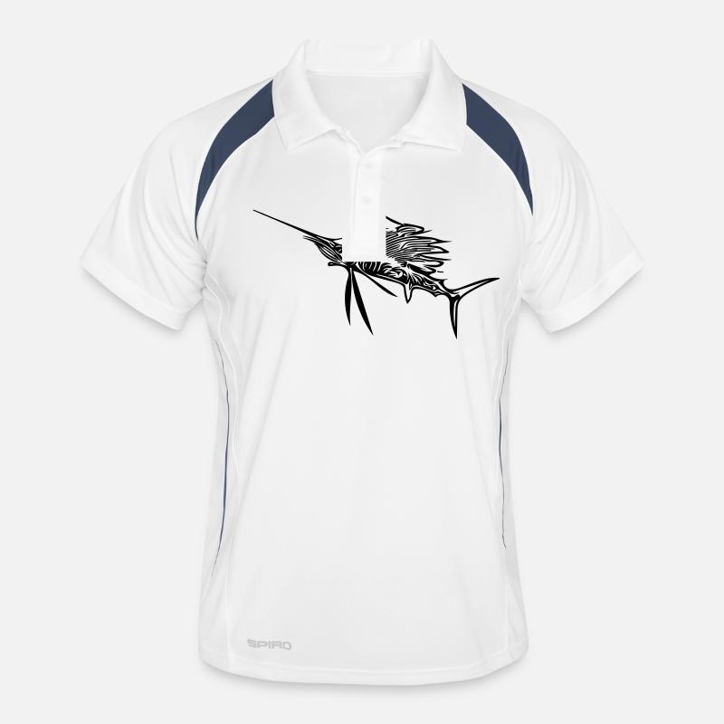 Wilder Schwertfisch Vector - Männer Polo atmungsaktiv - Weiß/Navy