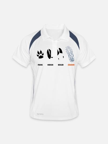 Fox, deer, wedge, huntress, foot seal, trail - Men's Polo breathable - white/navy - Front