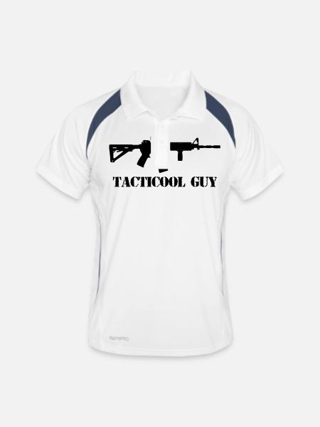 tacticool guy ar15 - Männer Polo atmungsaktiv - Weiß/Navy - Vorne