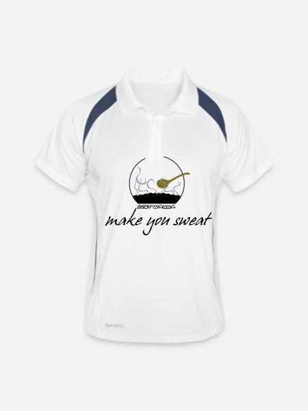 I wanna make you sweat - Männer Polo atmungsaktiv - Weiß/Navy - Vorne