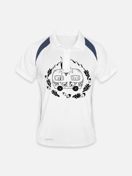 Norwegenliebe - Männer Polo atmungsaktiv - Weiß/Navy - Vorne