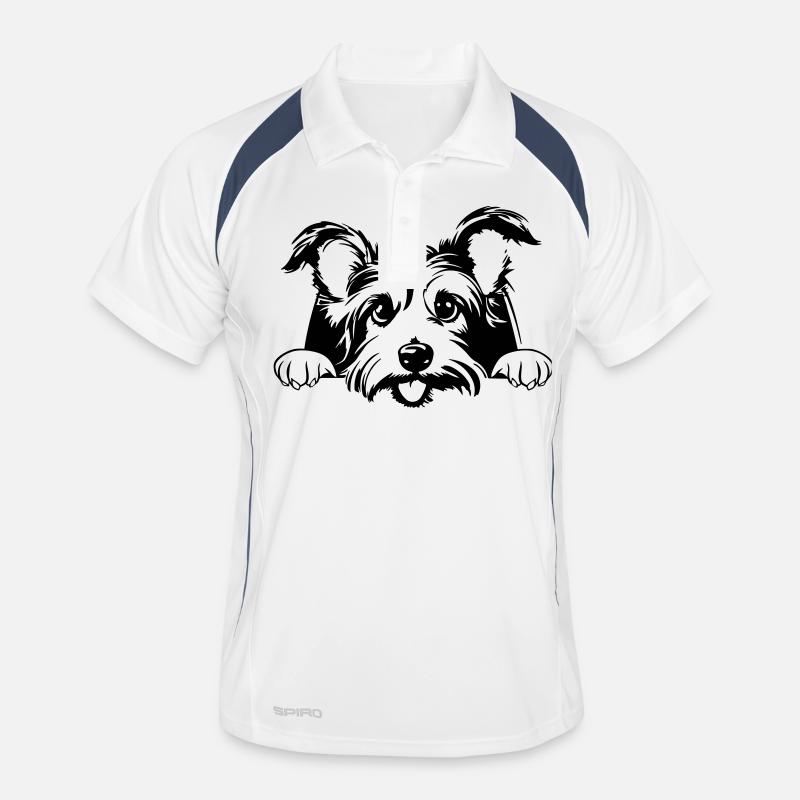 Kleiner Terrier - Männer Polo atmungsaktiv - Weiß/Navy