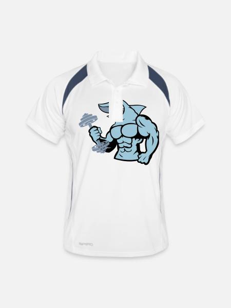 Haltère de musculation requin requin 1 - Polo respirant Homme - blanc/marine - Devant