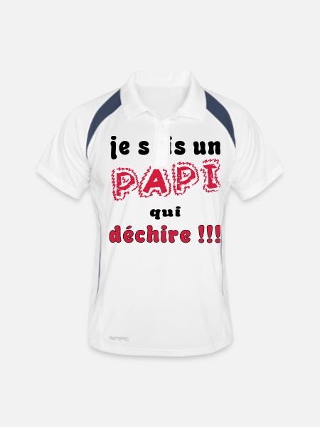 PAPI PAPY - Männer Polo atmungsaktiv - Weiß/Navy - Vorne