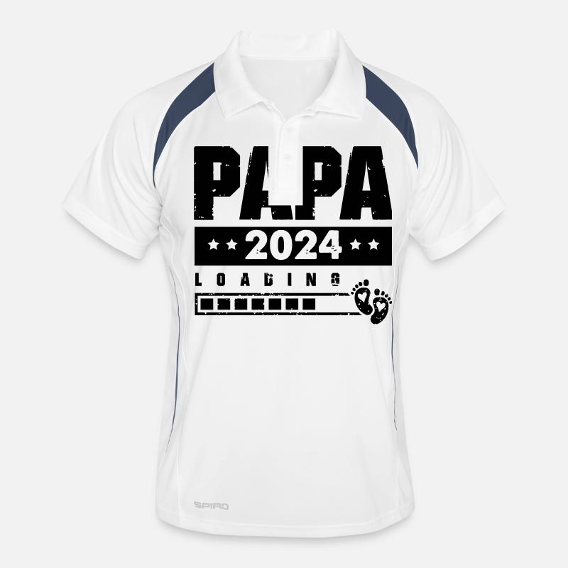 papa 2024 loading - Männer Polo atmungsaktiv - Weiß/Navy
