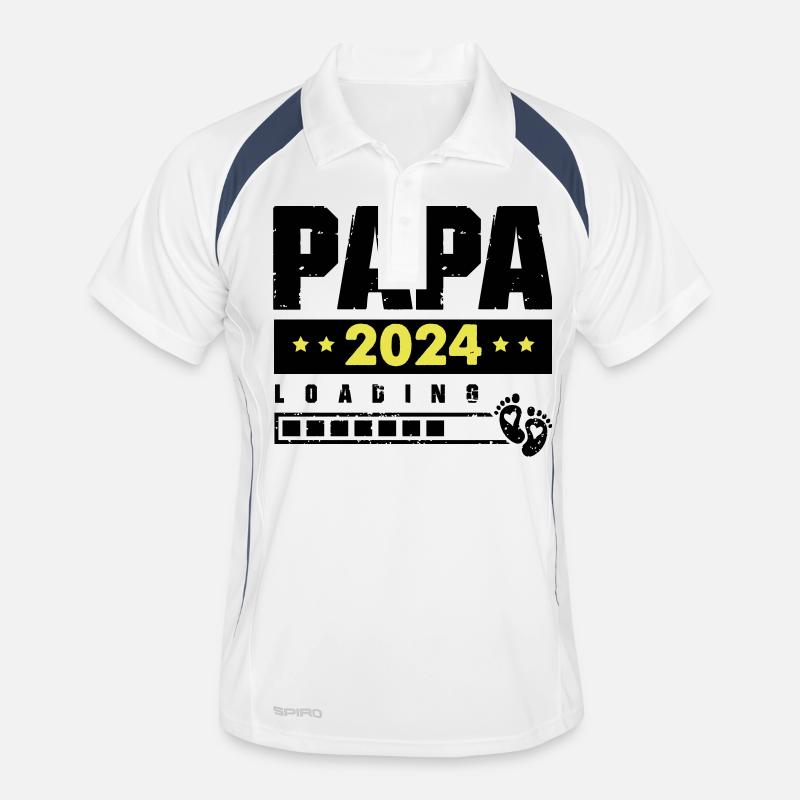 papa 2024 loading - Männer Polo atmungsaktiv - Weiß/Navy