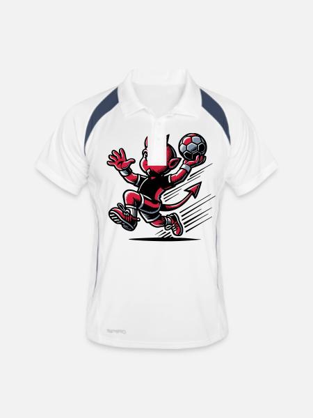 Le diablotin handballeur - Polo respirant Homme - blanc/marine - Devant