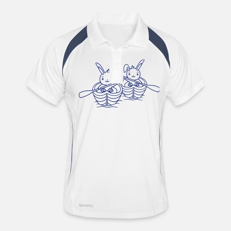 Two Cute Bunnies Rabbit Paddling Rowing Rowing Boat Men's Polo breathable