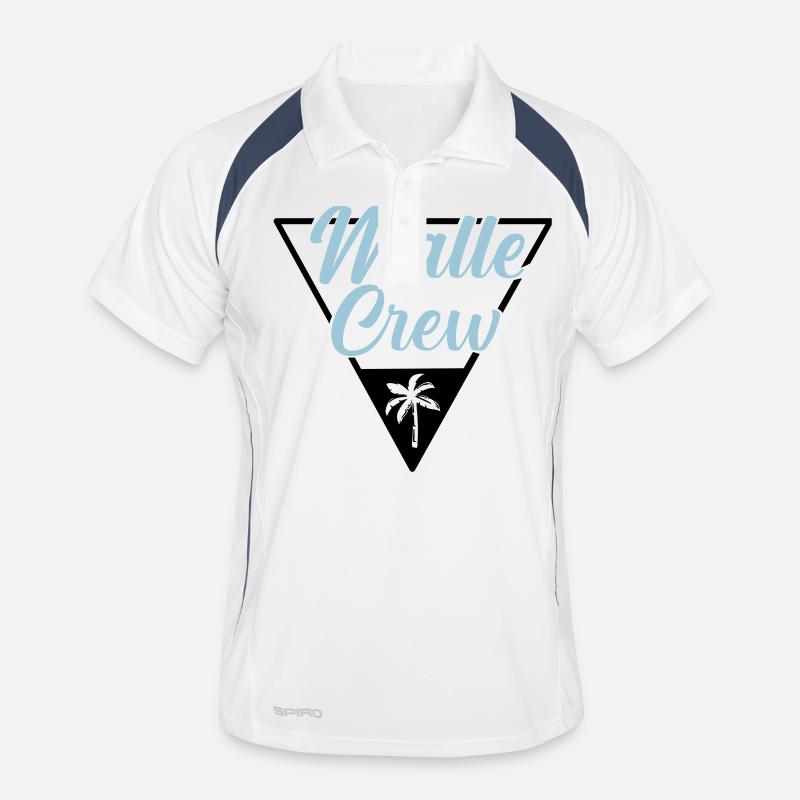 Malle Crew Mallorca - Männer Polo atmungsaktiv - Weiß/Navy