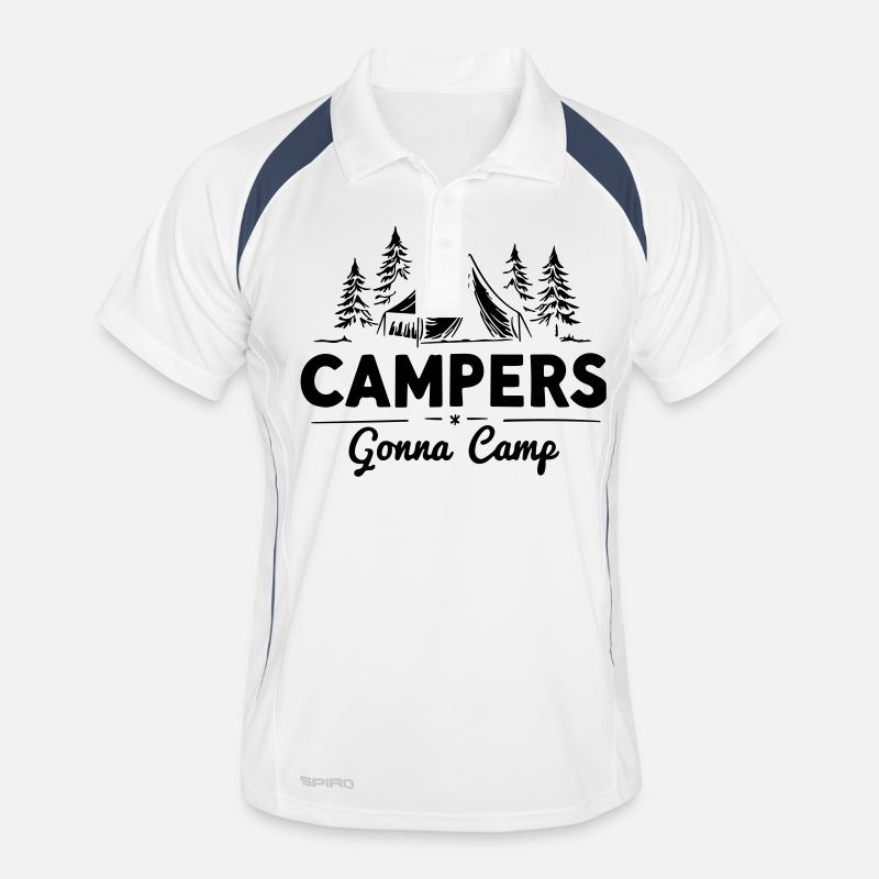 Camper werden campen - Männer Polo atmungsaktiv - Weiß/Navy