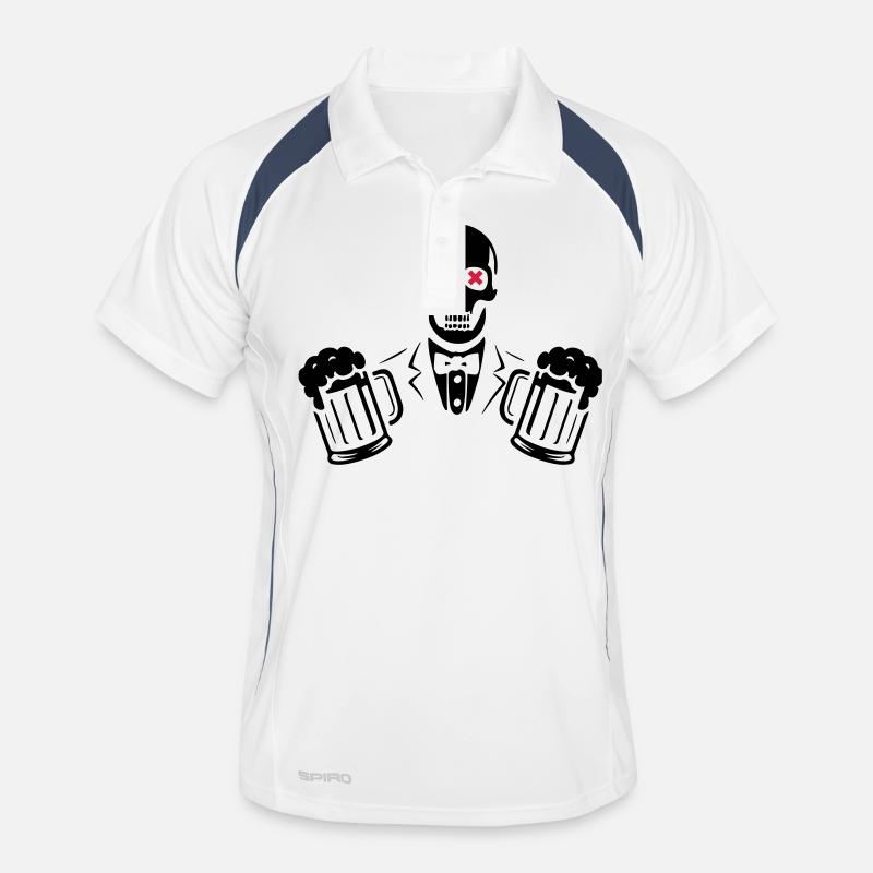 Bräutigam Bier Hochzeit - Männer Polo atmungsaktiv - Weiß/Navy
