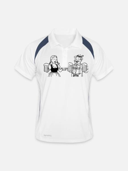 M. Bier und Frau Bier - Polo respirant Homme - blanc/marine - Devant
