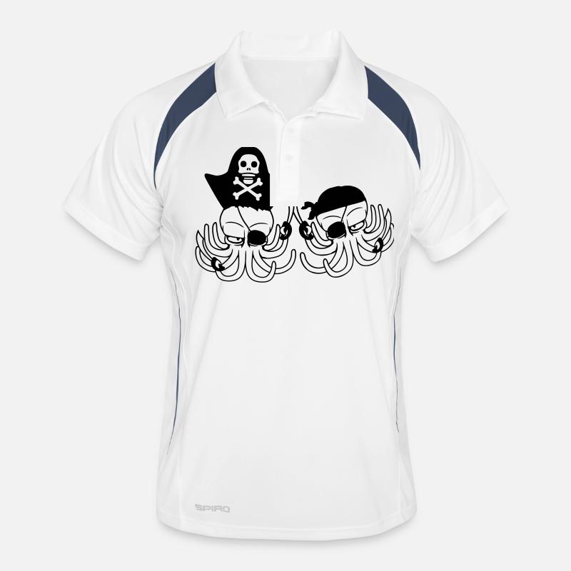 Two Octopus Pirate Sailing Crew Captain 2 Buccaneers Men's Polo breathable