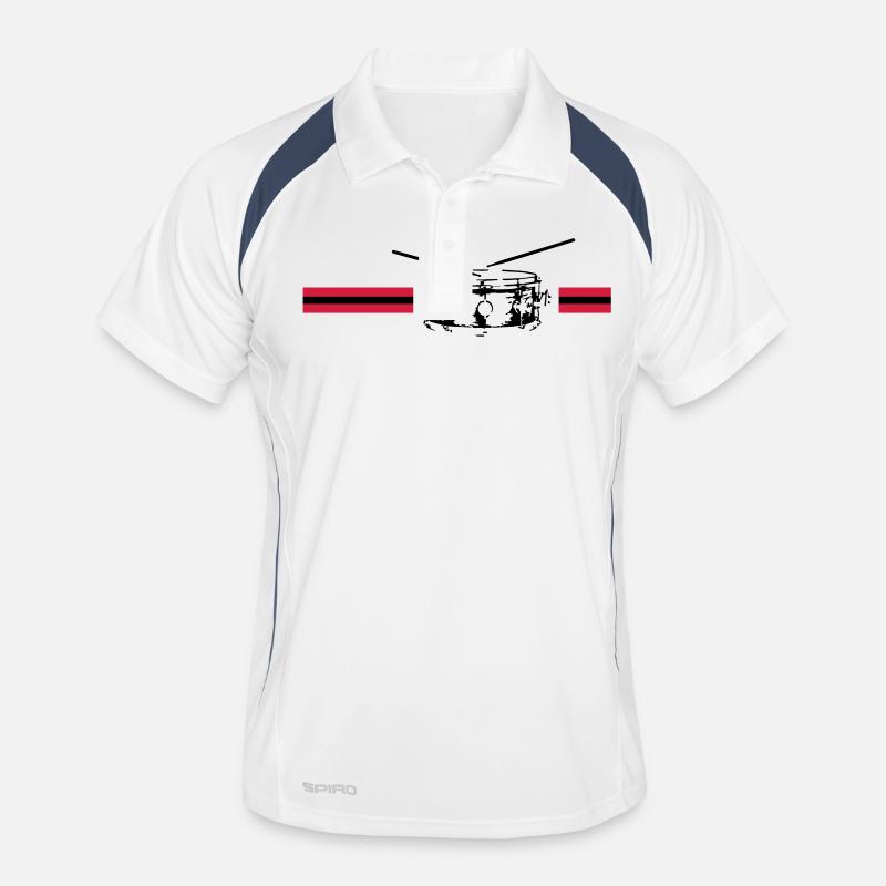 snare drum - Männer Polo atmungsaktiv - Weiß/Navy
