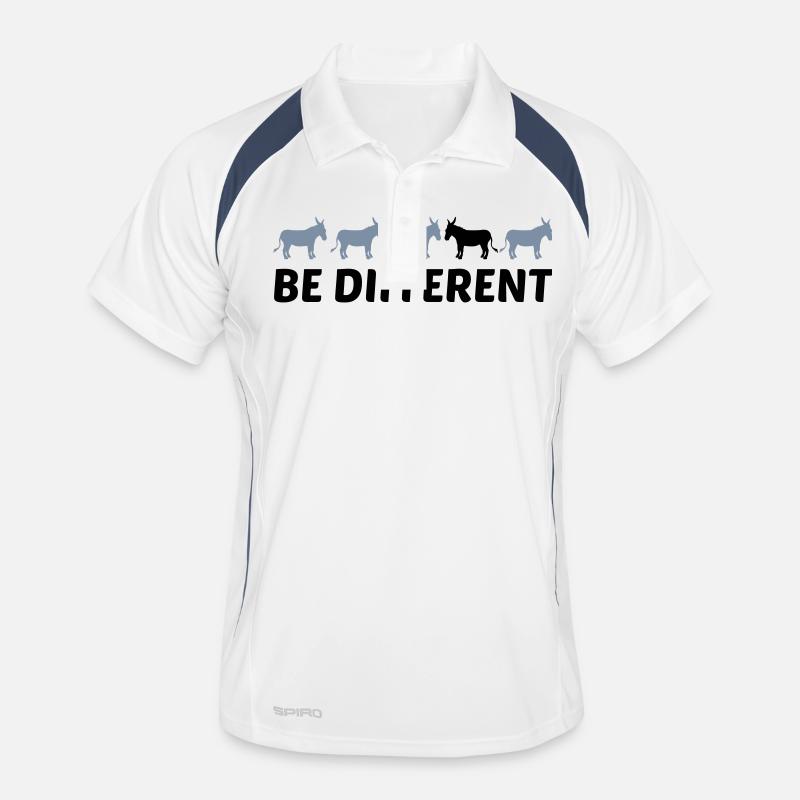 texte différent être différent âne cheval poney petit pac - Polo respirant Homme - blanc/marine