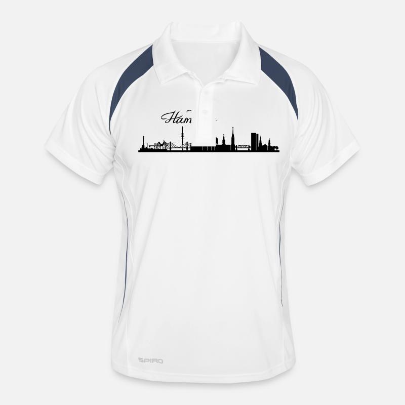 Hamburger Skyline - Männer Polo atmungsaktiv - Weiß/Navy